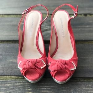 Orange Antonio melanin open toe wedges